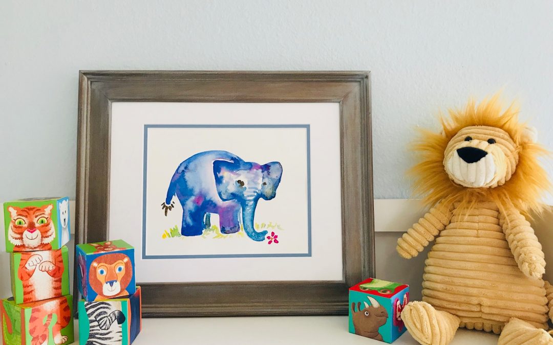 Framed Elephant Nursery Art